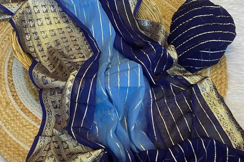 Blue 2D Shaded Viscose Georgette Saree