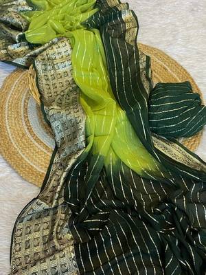 Green 2D Shaded Viscose Georgette Saree 1