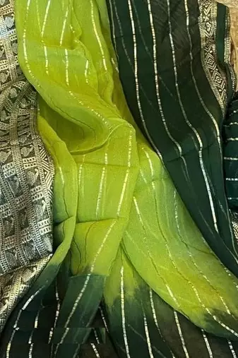 Green 2D Shaded Viscose Georgette Saree