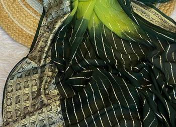 Green 2D Shaded Viscose Georgette Saree 3