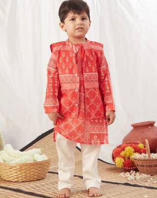 Red block print bandi set 1