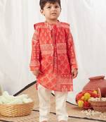 Red block print bandi set