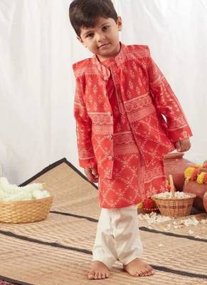 Red block print bandi set 2