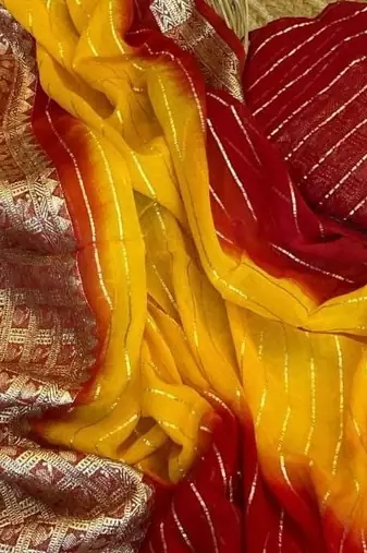 Yellow 2D Shaded Viscose Georgette Saree