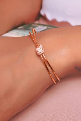 Rose gold  sterling silver knot kada 2