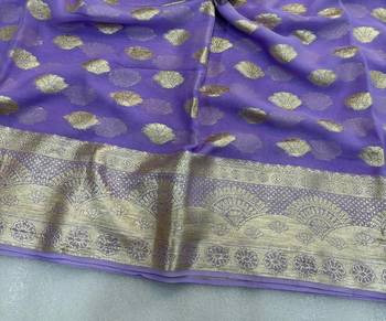 Purple Viscose Georgette Party Wear Saree 2