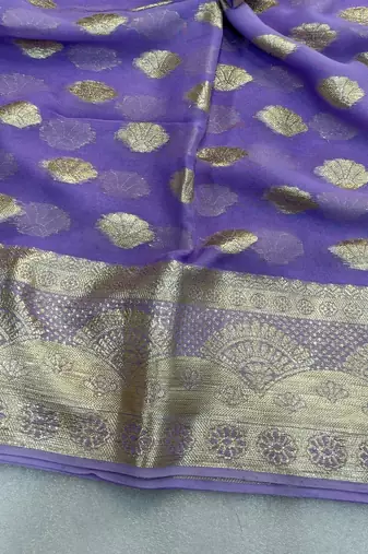 Purple Viscose Georgette Party Wear Saree
