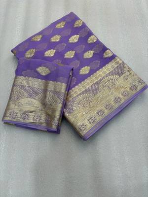 Purple Viscose Georgette Party Wear Saree 3