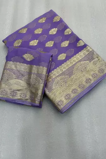 Purple Viscose Georgette Party Wear Saree