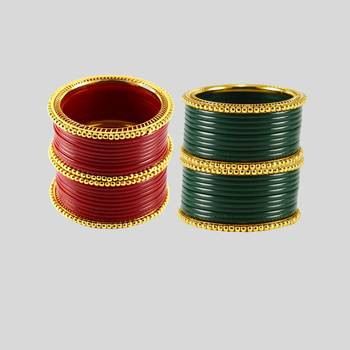 Acrylic-brass multicolor  plain bangle combo 1