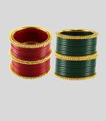 Acrylic-brass multicolor  plain bangle combo