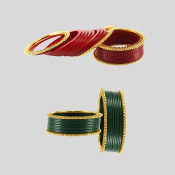 Acrylic-brass multicolor  plain bangle combo 2