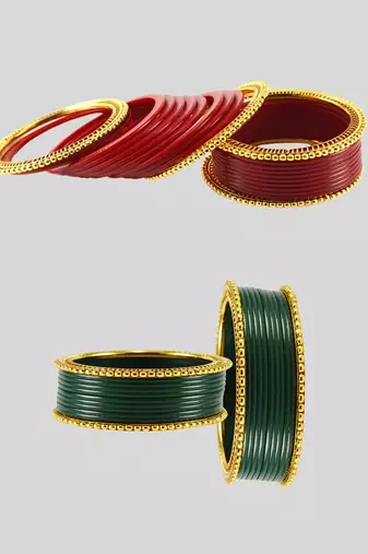 Acrylic-brass multicolor  plain bangle combo