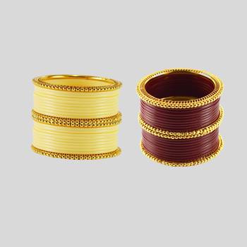 Acrylic-brass multicolor  plain bangle combo 1