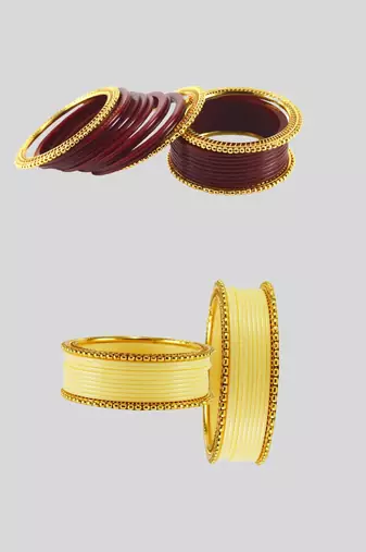 Acrylic-brass multicolor  plain bangle combo