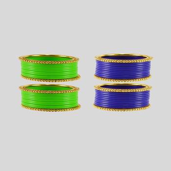 Acrylic-brass multicolor  plain bangle combo 1