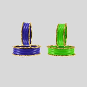 Acrylic-brass multicolor  plain bangle combo 2