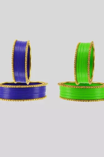Acrylic-brass multicolor  plain bangle combo