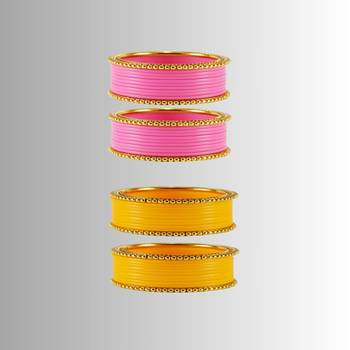 Acrylic-brass multicolor  plain bangle combo 1