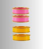 Acrylic-brass multicolor  plain bangle combo
