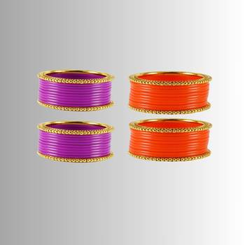 Acrylic-brass multicolor  plain bangle combo 1