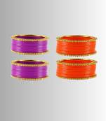 Acrylic-brass multicolor  plain bangle combo