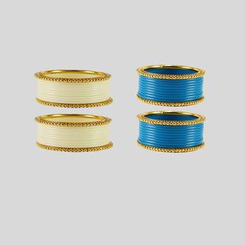 Acrylic-brass multicolor  plain bangle combo 1