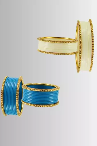Acrylic-brass multicolor  plain bangle combo