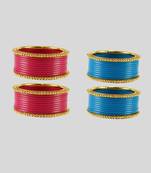 Acrylic-brass multicolor  plain bangle combo