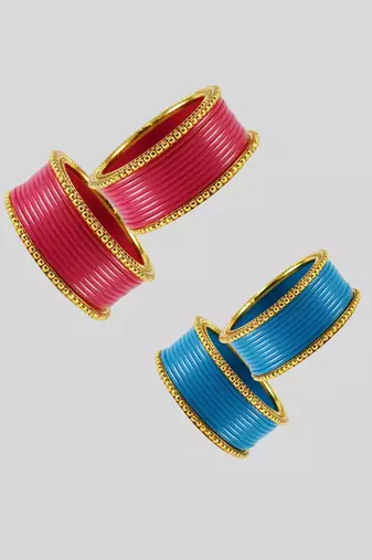 Acrylic-brass multicolor  plain bangle combo