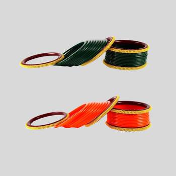 Acrylic multicolor  plain bangle combo 2