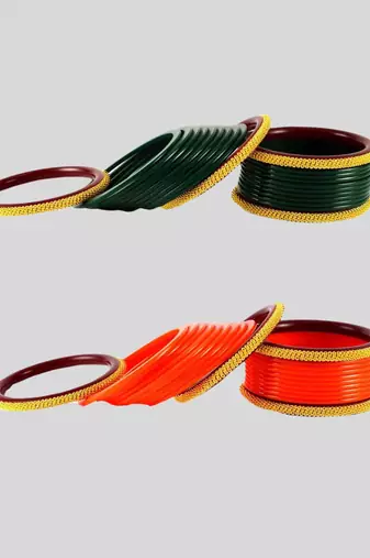 Acrylic multicolor  plain bangle combo