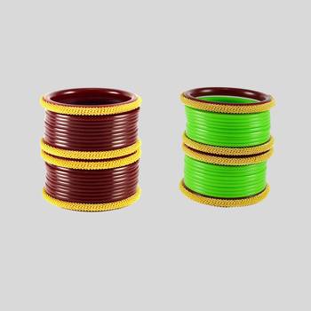 Acrylic multicolor  plain bangle combo 1