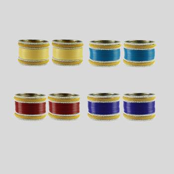 Acrylic-brass multicolor  moti stud bangle combo 1