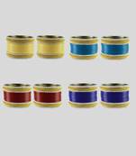 Acrylic-brass multicolor  moti stud bangle combo