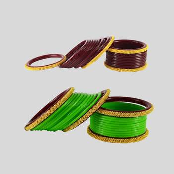 Acrylic multicolor  plain bangle combo 2