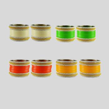 Acrylic-brass multicolor  moti stud bangle combo 1