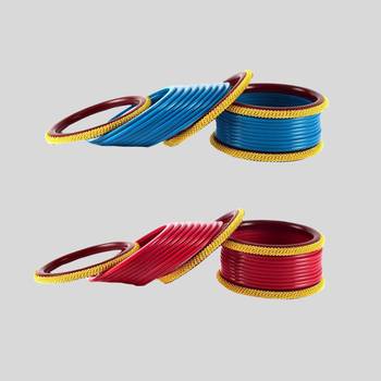 Acrylic multicolor  plain bangle combo 2