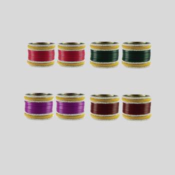 Acrylic-brass multicolor  moti stud bangle combo 1