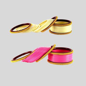 Acrylic multicolor  plain bangle combo 2