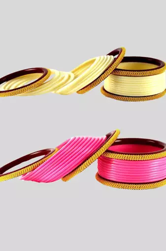 Acrylic multicolor  plain bangle combo