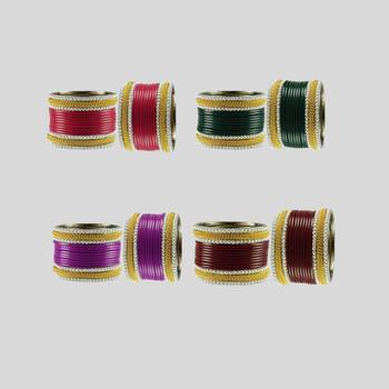 Acrylic-brass multicolor  moti stud bangle combo 2
