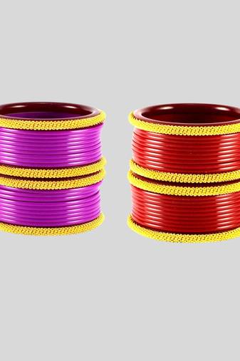 Acrylic multicolor  plain bangle combo