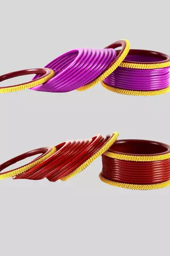 Acrylic multicolor  plain bangle combo
