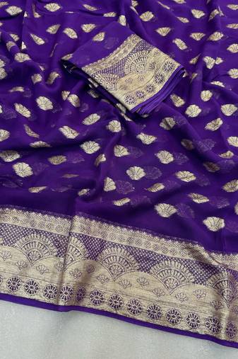  Deep Purple Viscose Georgette Saree