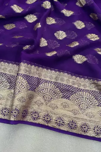  Deep Purple Viscose Georgette Saree