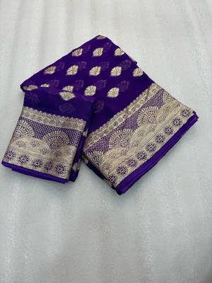  Deep Purple Viscose Georgette Saree 3