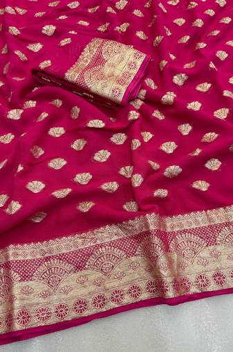 Pink Viscose Georgette Party Wear Saree