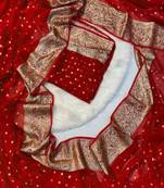 Red Viscose Georgette Party Wear Saree