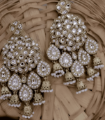 Gold kundan pearl jhumka earrings traditional indian long dangler earrings for women  wedding & festive ethnic jewelry